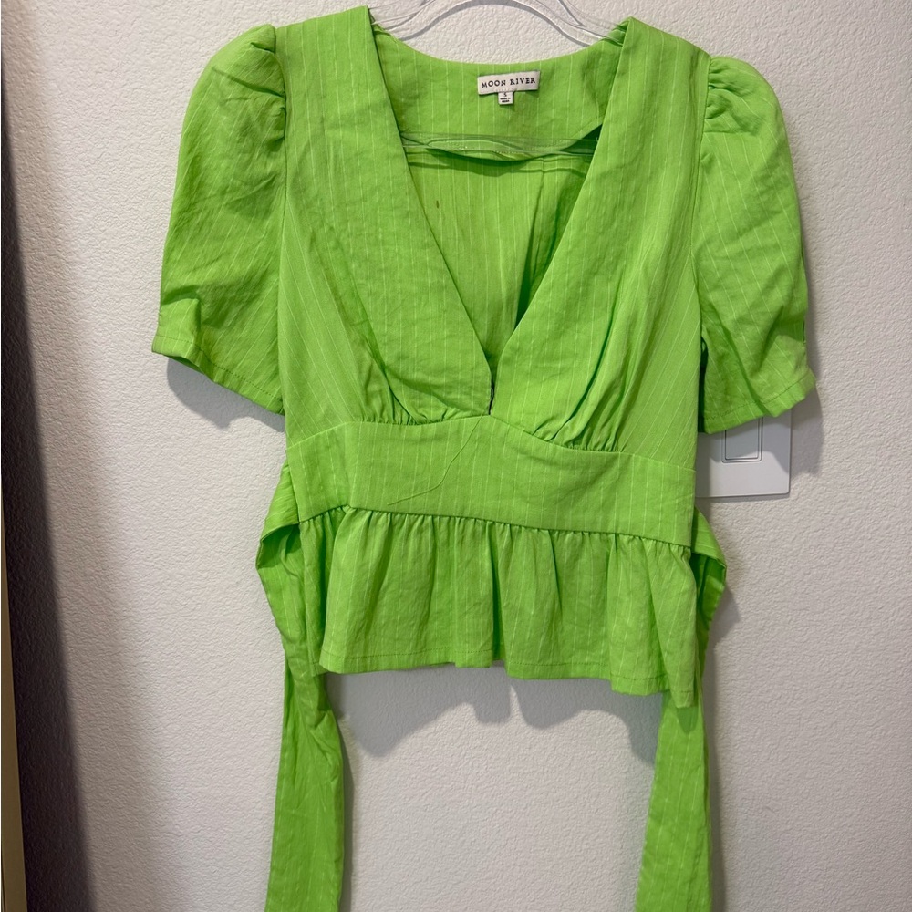 Moon River Lime Green Blouse